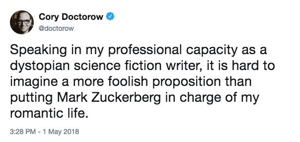 Twitter post by Cory Doctorow