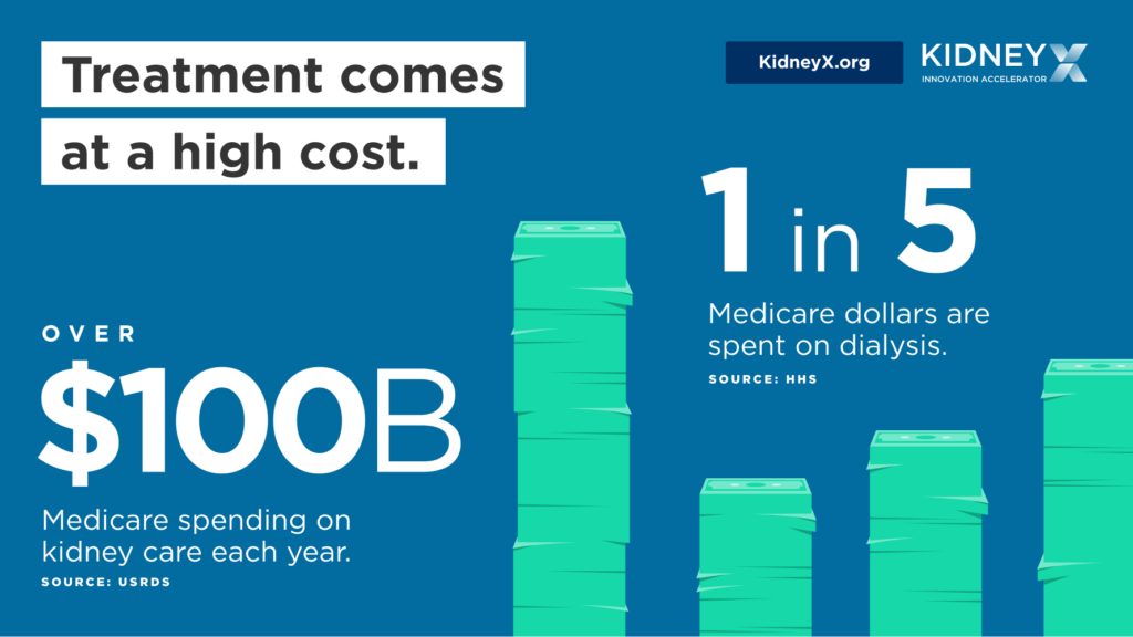 Treatment comes at a high cost: Medicare spends more than $100 billion on kidney care each year.