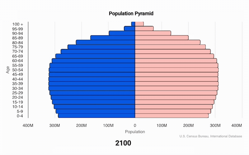 A gif representing demographic change based on data from the U.S. Census Bureau.